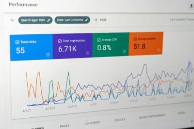 Screenshot of Google Search Console metrics.