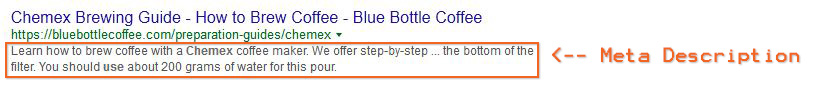 Screenshot: Meta description in a Google SERP search result